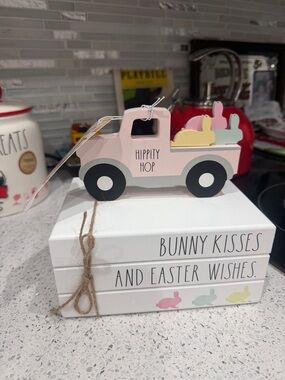 Rae Dunn Pink 'Hippity Hop' Easter Truck with Pastel Bunnies